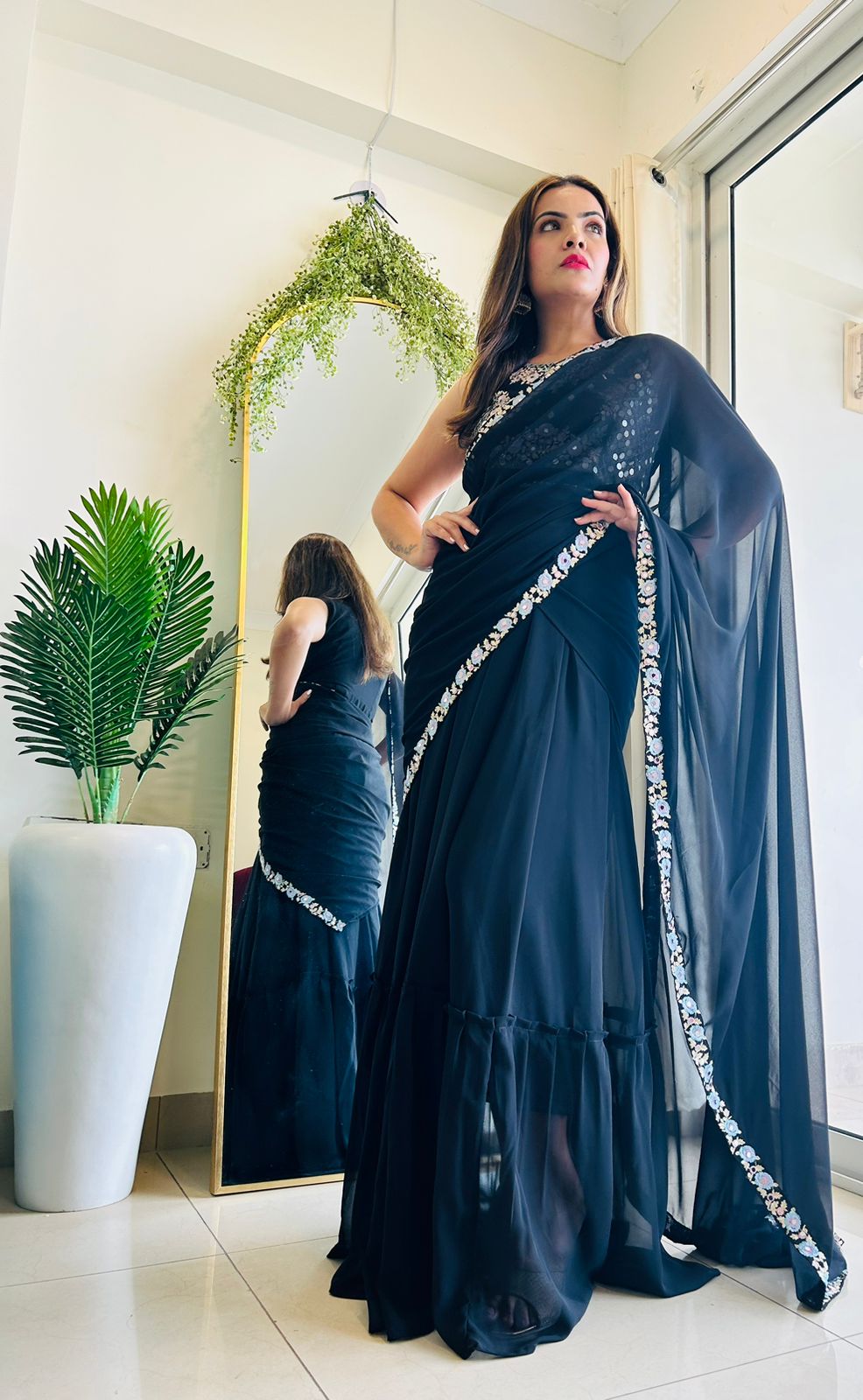 READY TO WEAR GOWN DRAPE SAREE - Image 3