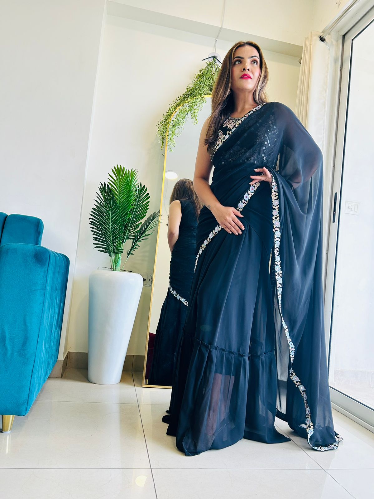 READY TO WEAR GOWN DRAPE SAREE - Image 5