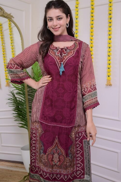 Pakistani Ready made Maroon suit For Women