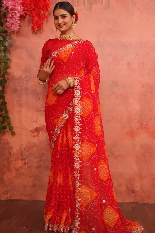New Launch Chinon bandhej Saree