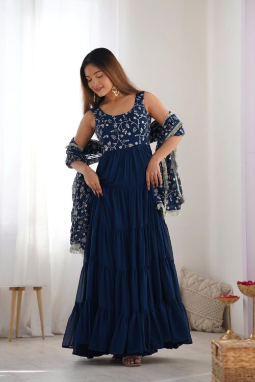SOFT FOX GEORGETTE FABRIC FULLY FLAIR READY TO WEAR ANARKALI