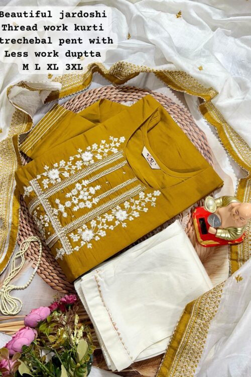 HAND WORK KURTI PENT WITH DUPATTA